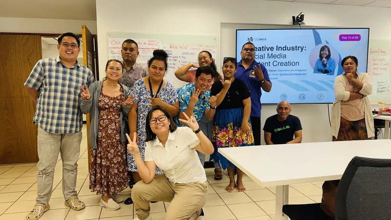 Master trainers at a social media content creation session